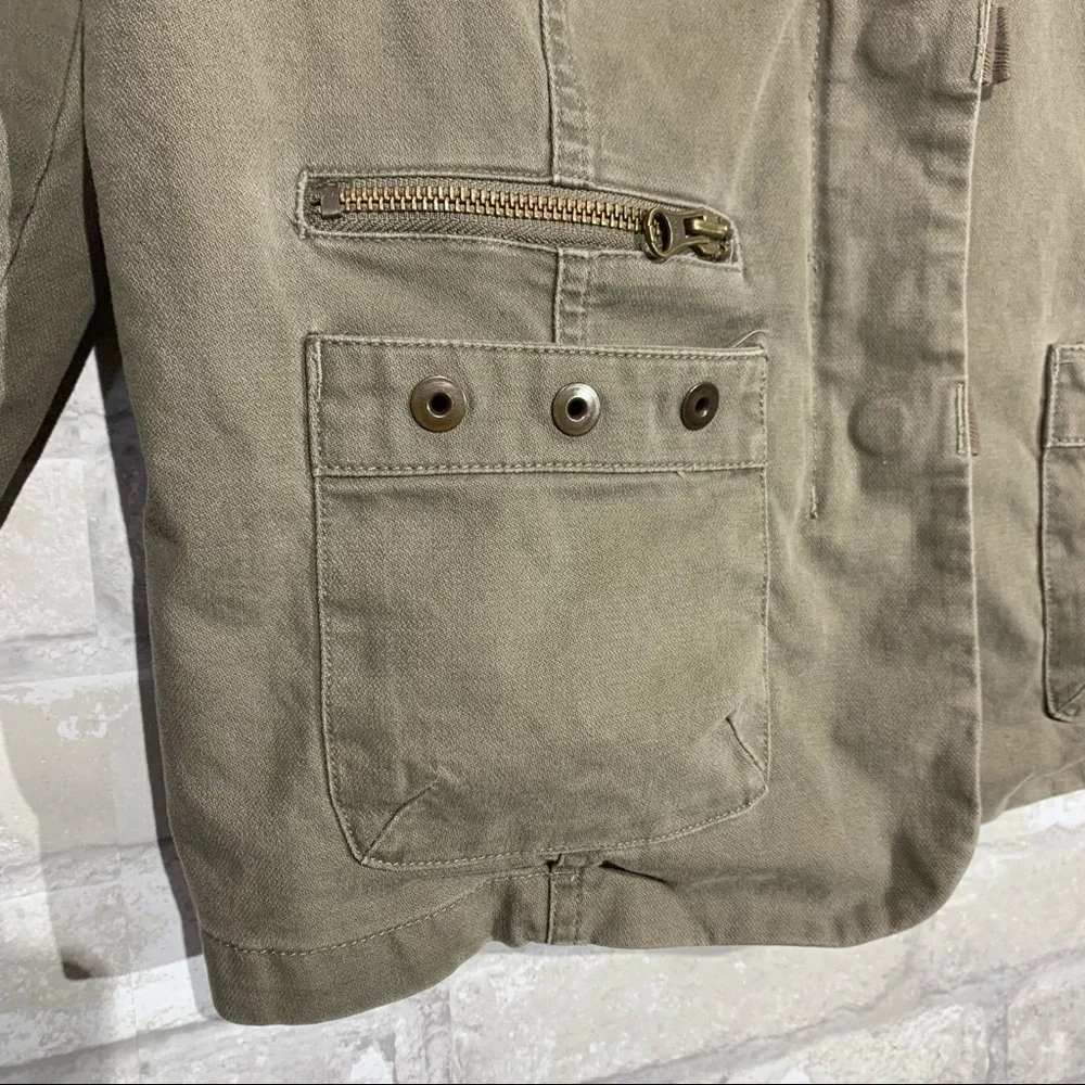 COLUMBIA WOMENS MILITARY STYLE COTTON JACKET BLAZER. OLIVE GREEN. SIZE LARGE. - Picture 3 of 8